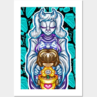 Toriel, Frisk, and Flowey Posters and Art